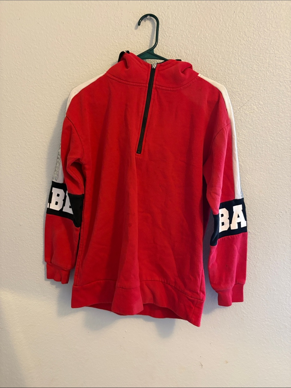 No Boundaries Red Hoodie with White and Black Sleeve Panels - Picture 1 of 2